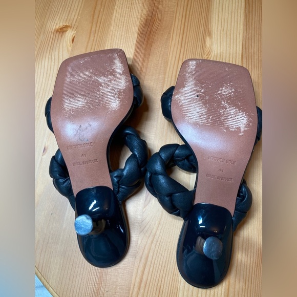 L’INTERVALLE Braided Black Leather Square Toe Heels - Picture 4 of 6